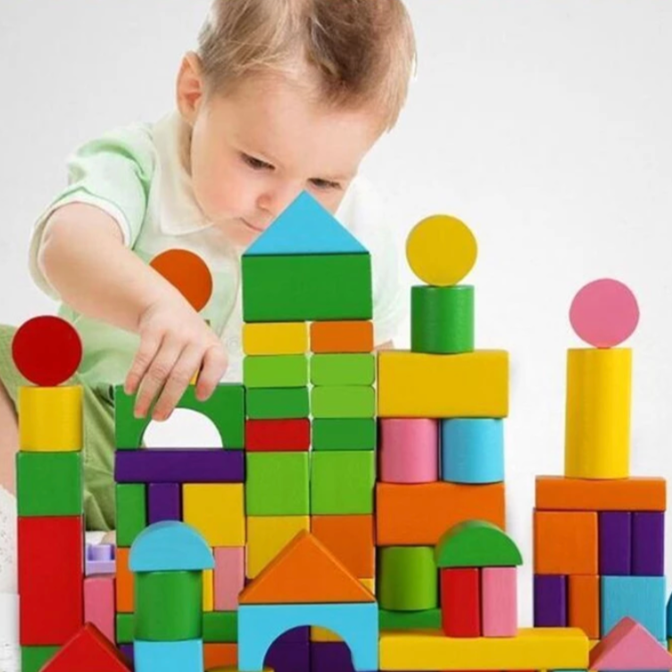 blocs de construction en bois arc-en-ciel jouet créatif pour enfants